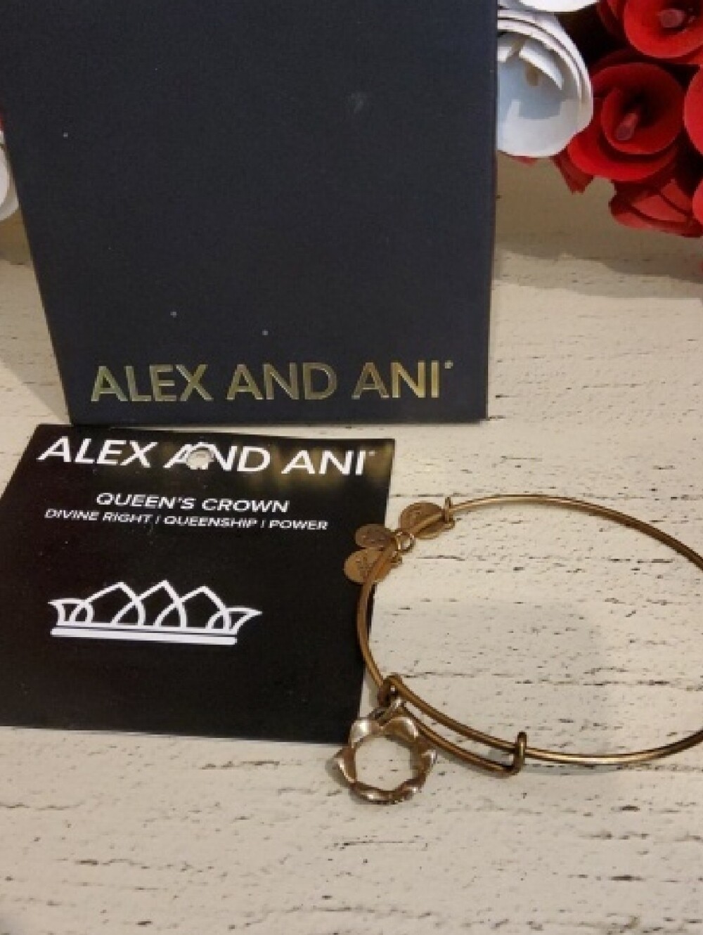 Alex and Ani Gold Crown Charm Bangle Bracelet